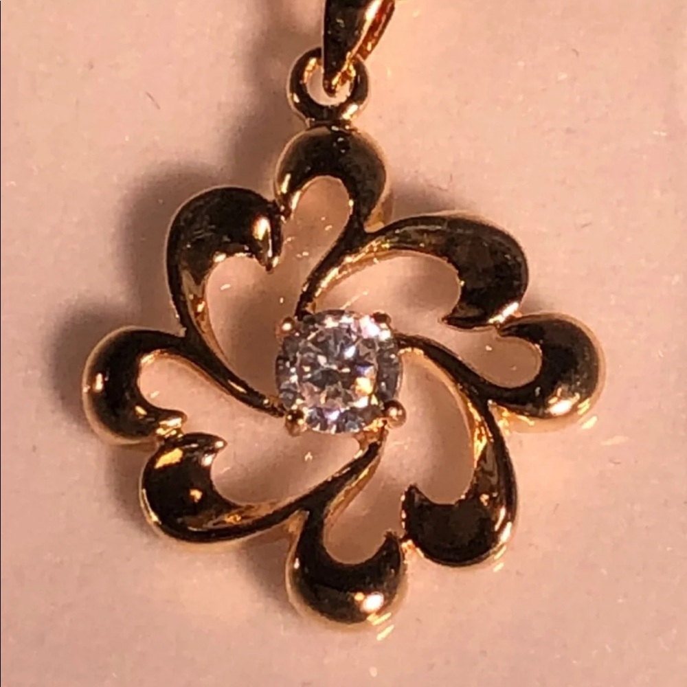 Gold Flower CZ stone Necklace